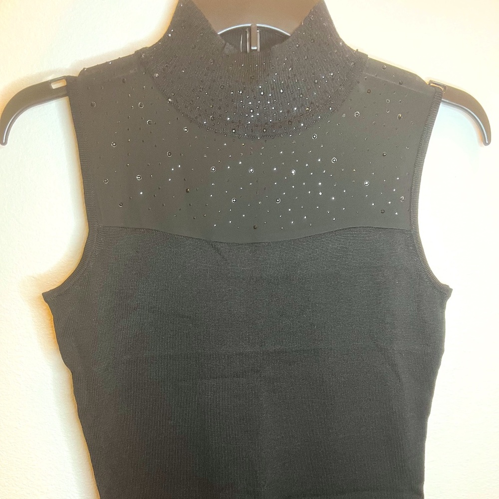 Carmen Marc Valvo Mesh High Neck Top- NWT